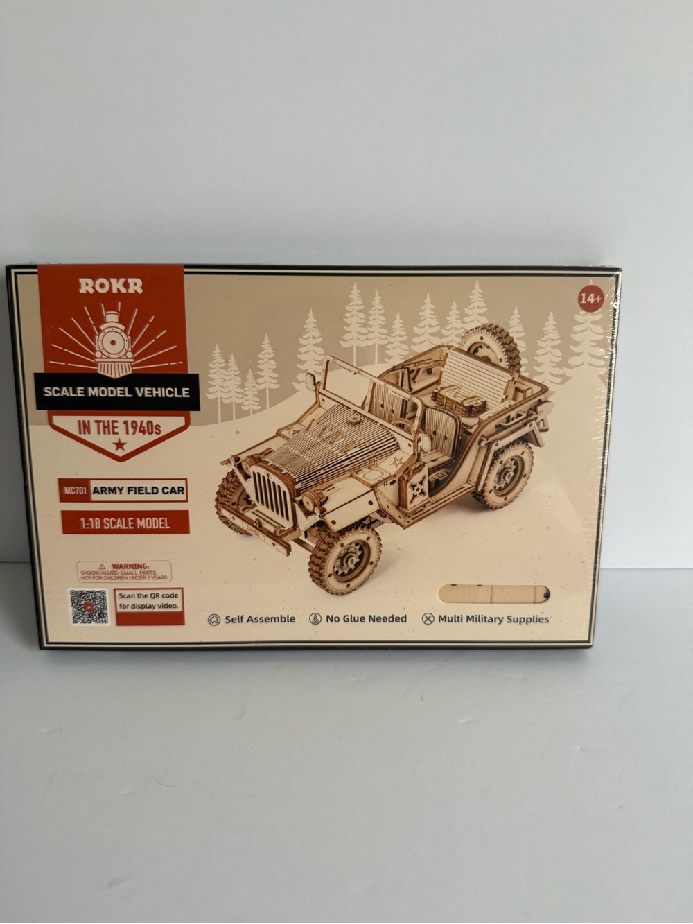 ROKR MC701 Army Field Car 3D Wooden Puzzle Model Kit – 1:18 Scale